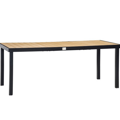 Table d'extérieur 75 po x 35 po pour 8 personnes - Structure rectangulaire en aluminium avec plateau en faux bois résistant aux intempéries, patio 8 pelouses rectangulaires, patio