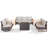6-Piece Outdoor Wicker Frame Armrest Fire Pit Set With Swivel Chairs And Armchairs-497775715-497775712