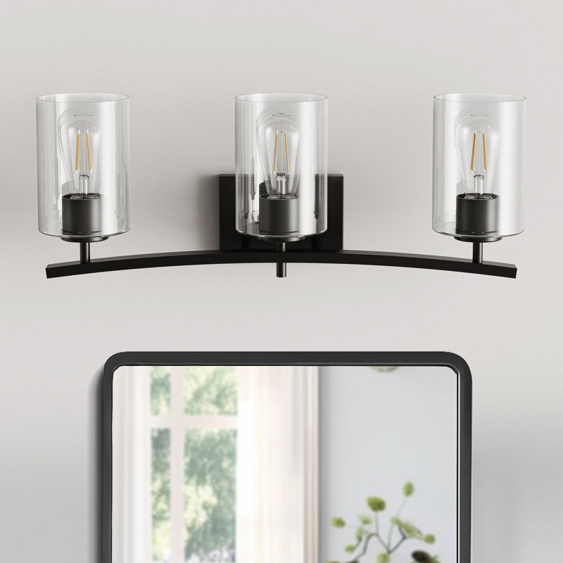 Agnella Éclairage pour meuble-lavabo 3 lumières avec abat-jour cylindrique en verre pour salle de bain, salon, entrée
