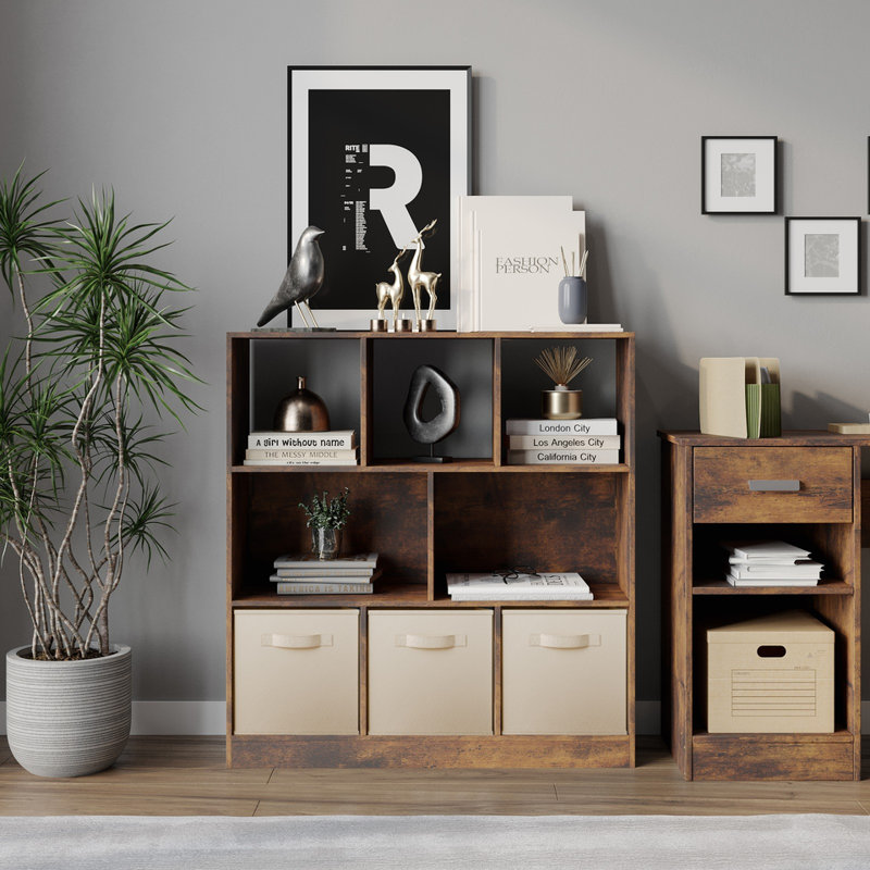 95.3cm H x 88.8cm W Cube Bookcase, Cream