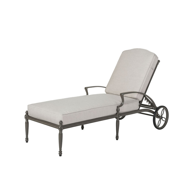 Bel Air Chaise Lounge with Sunbrella Cushions, Midnight Gold, Cast Ash Sunbrella® Plainweave