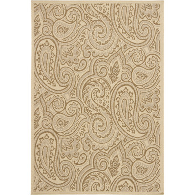 Piyush Machine-Woven Beige, Taupe Paisley Polypropylene Dhurrie Rug