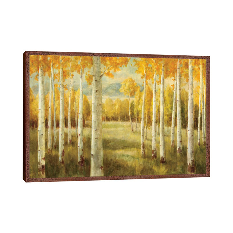 Aspens 1 Piece Painting on Canvas, 66.04 cm H x 45.72 cm W, Classic Brown Wood Framed