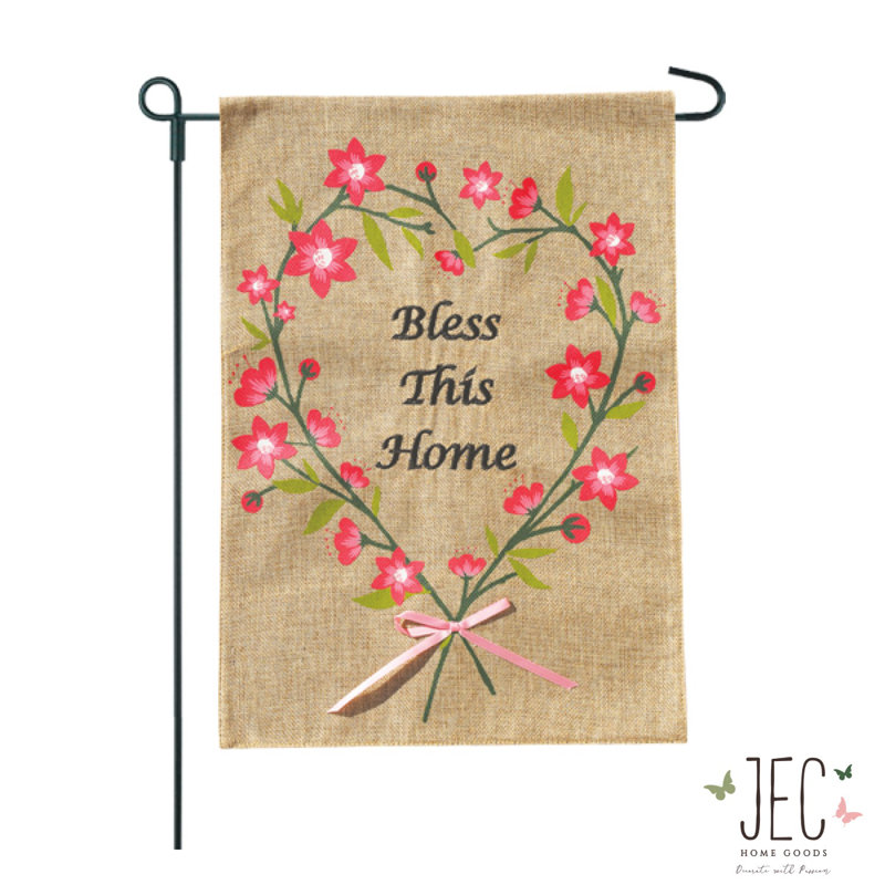 Bless this home, 2 faces de polyester 21 po x 14 po drapeau de jardin