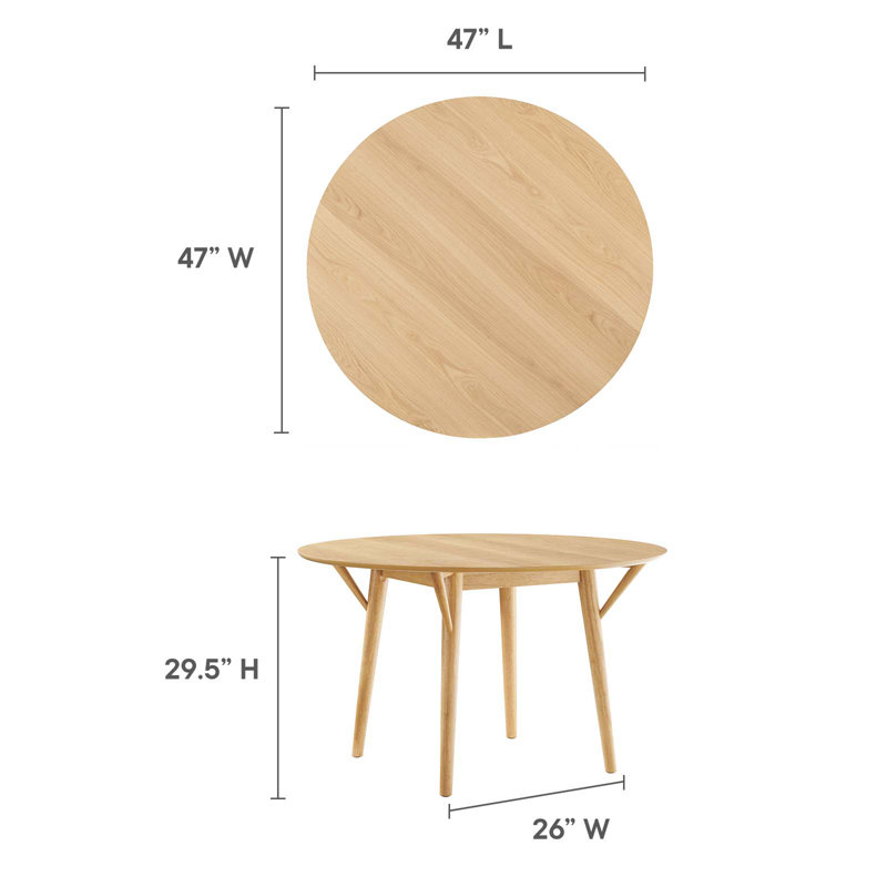 Table de salle à manger Modway Gallant, H 29,5 po x L 47 po, Chêne