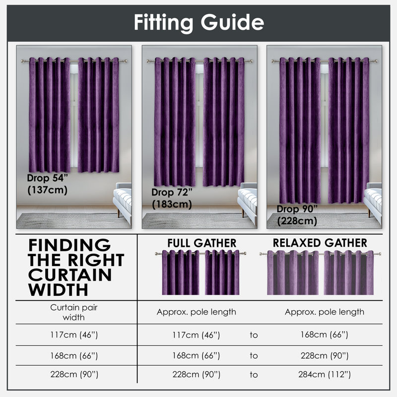 Wiburgh Blackout Curtain Panel Pair, Purple, 168cm Width x 228cm Drop