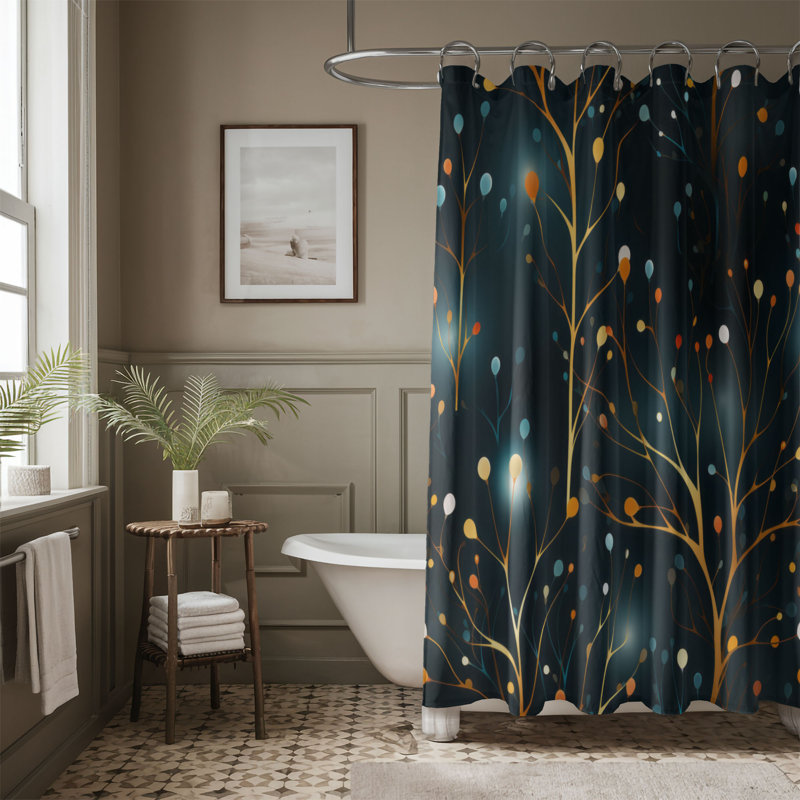 Vasanti Abstract Shower Curtain, 74" H x 71" W