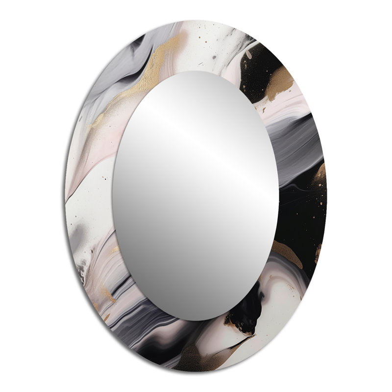 Miroir mural blanc et gris Ripples Of Stone IV - Blanc, 40 po x 30 po
