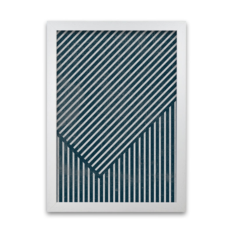 Navy Blue Abstract B - Print, 30cm H x 21cm W x 3cm D, White Frame