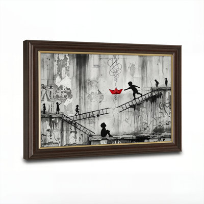 Art mural antique sur toile encadré doré pour le salon, la chambre à coucher, le bureau ou le vestibule - décoration murale décorative avec art urbain