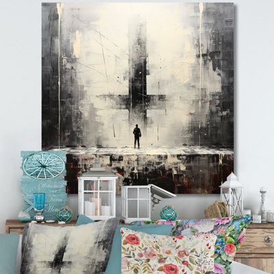 «Minimalisme noir et blanc posture de yoga I», reproduction sur toile