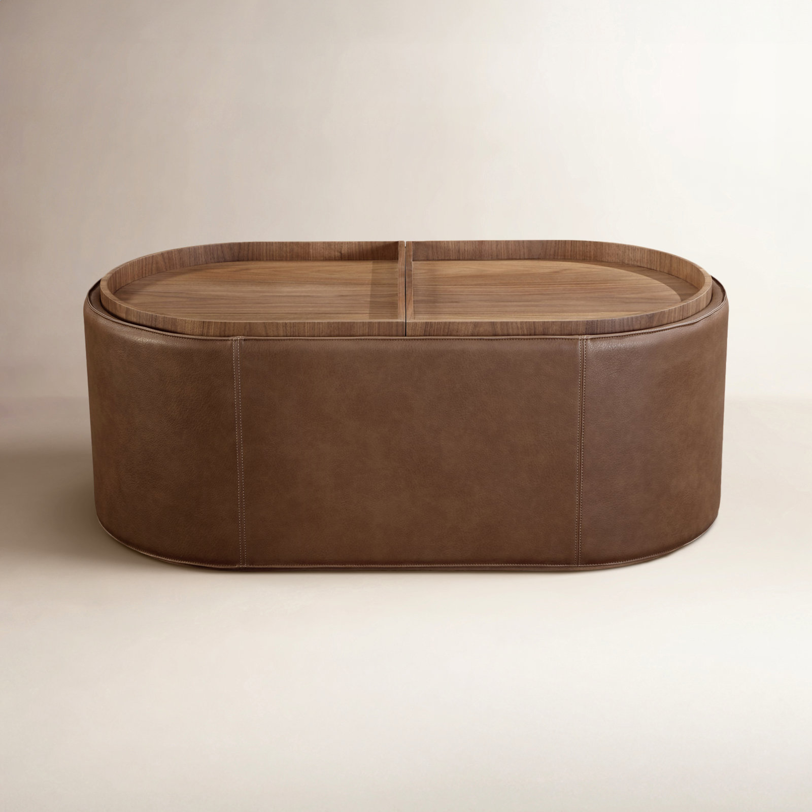 Yeal Leather Upholstered Storage Coffee Table With Wooden Tray Top And Casters