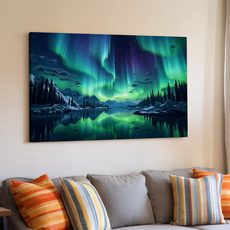 Reproduction d'art mural sur toile Northern Lights Aurora Borealis, 20 x 30 in