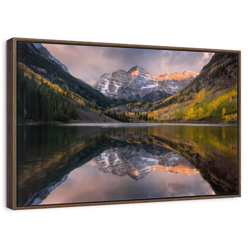 Maroon Bells, Colorado, Cadre flottant noyer, 43 po x 29 po