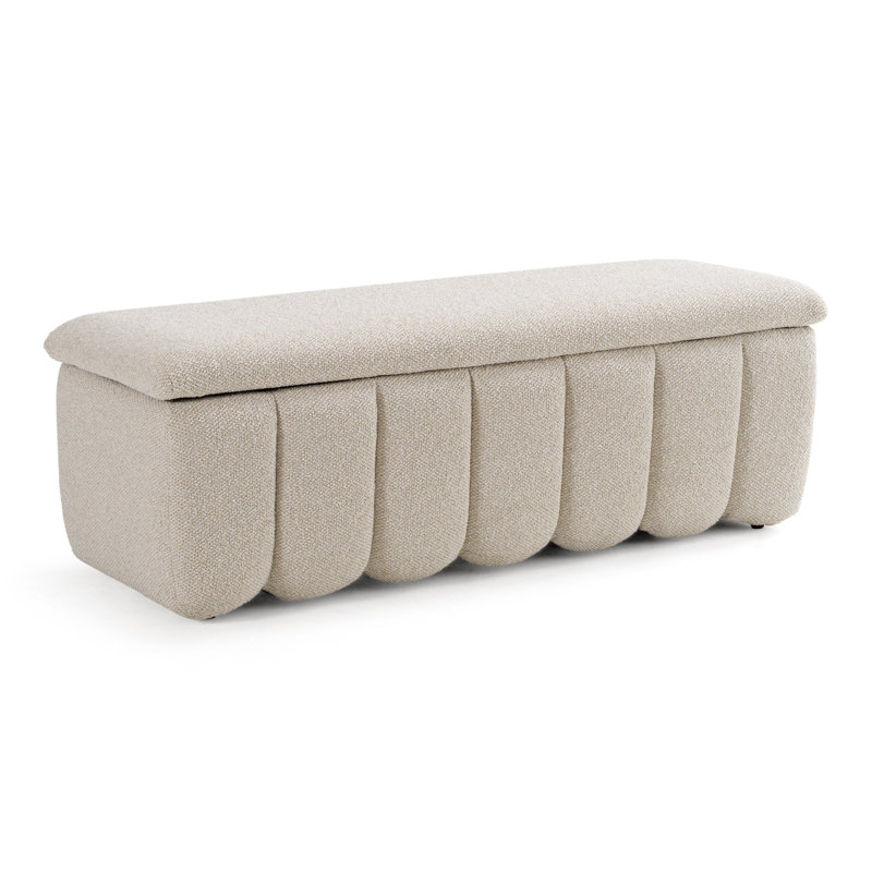 Claverton - Modern Fabric Bench W/ Storage, Off-White