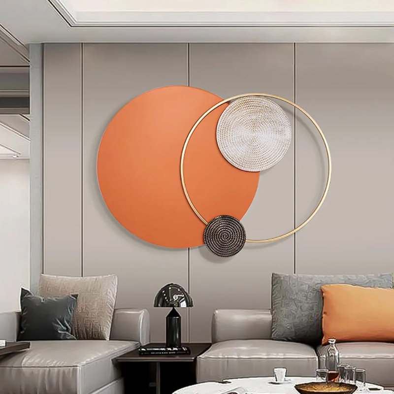 Décoration murale moderne moderne avec grands cercles géométriques en métal