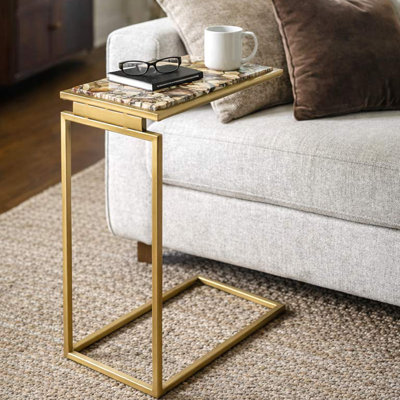 Table d'appoint en forme de C en bois Petrtifié
