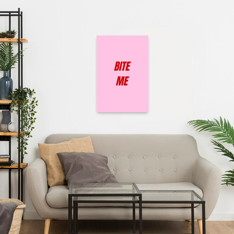 «Sassy Pink Bite Me Bold Minimalist», reproduction d'art murale moderne, 24" H x 16" W
