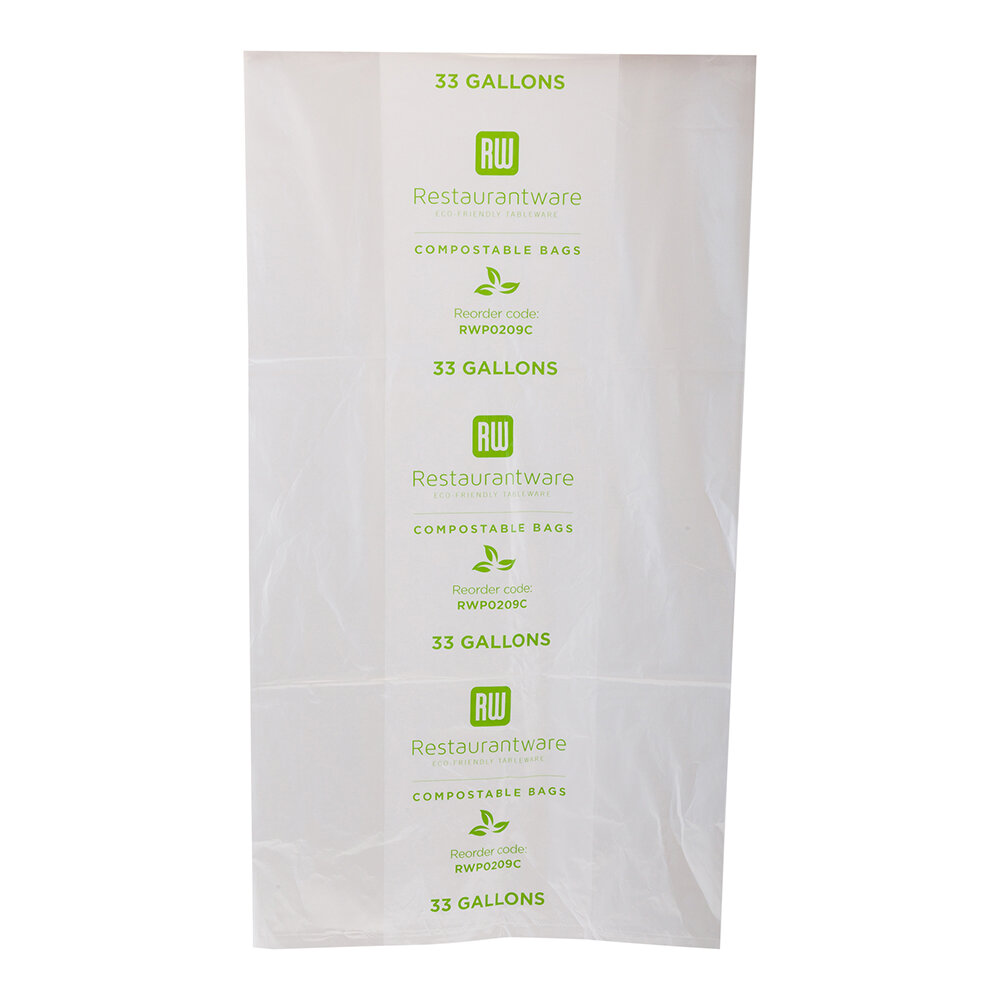 RW Eco 13 gal Green Plastic Trash Can Liner - Compostable - 100 count box