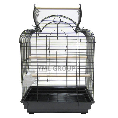 Cage à oiseau avec plateau de jeu ouvert feston