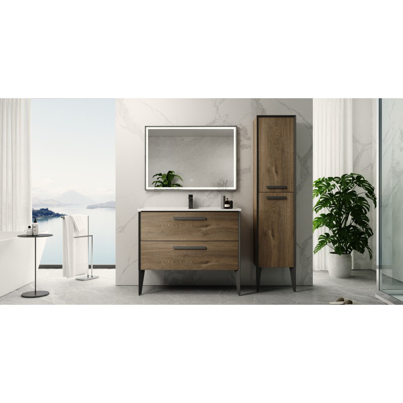 Ensemble de meuble-lavabo simple 52 po Mondra, Caramel / noir