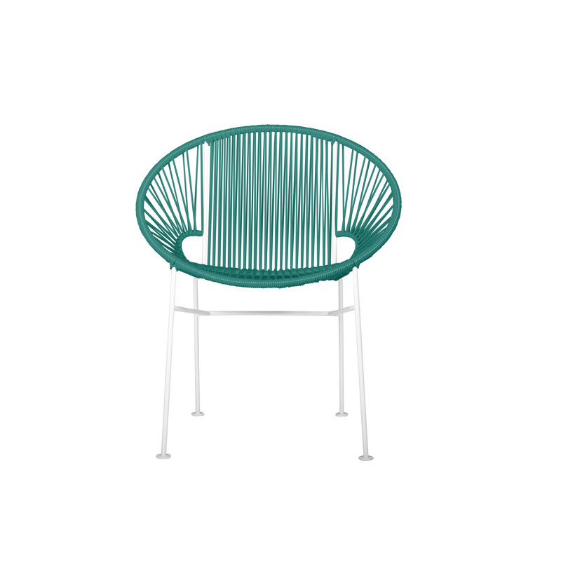 Concha Indoor/Outdoor Handmade Dining Chair, White, Turquoise