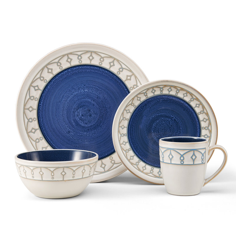 Remi Pfaltzgraff 16 Piece Dinnerware Set, Service for 4, Blue