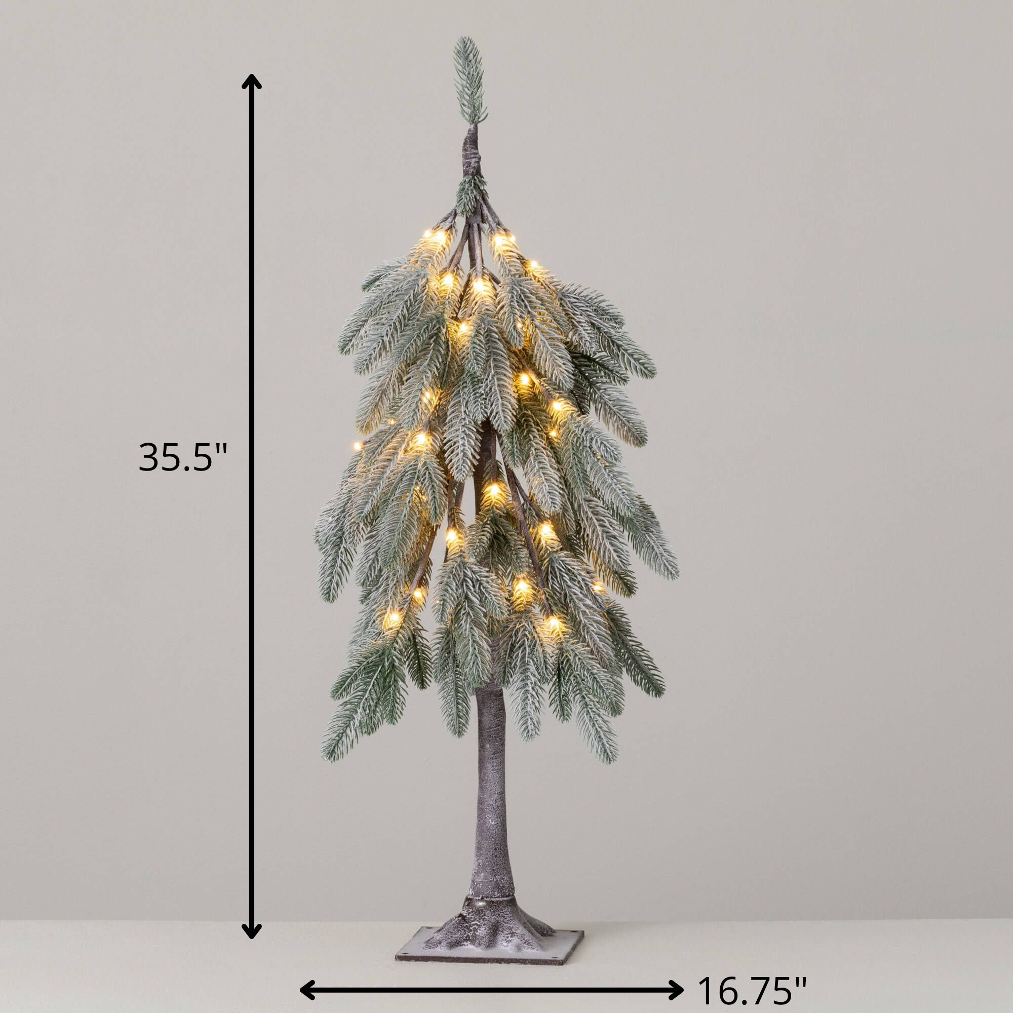 35.5" Christmas Lit Flocked Droopy Tree, Green