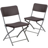 Chaise pliante en rotin brun Oliverson avec structure grise - Chaise pour événement