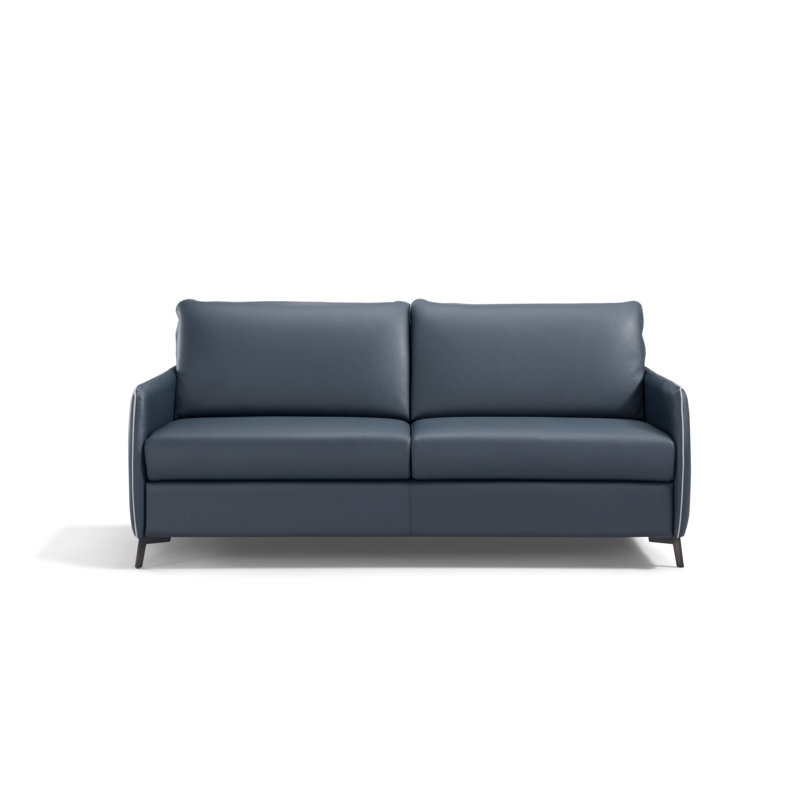 Bemidji 80.7'' Leather Sleeper Sofa, Blue, Blue
