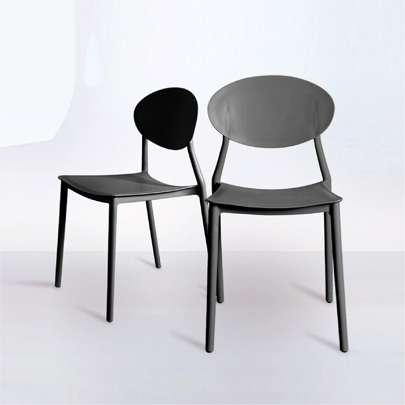 Stacking Patio Dining Side Chair, Black