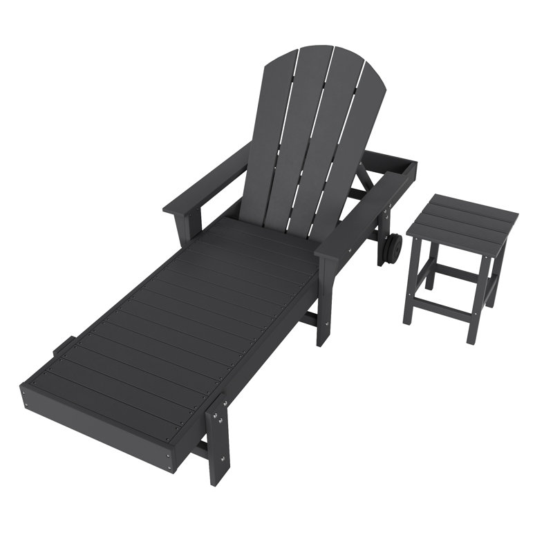 Chaise longue simple inclinable avec table Laguna, gris