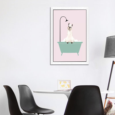 Llama Enjoying Bubble Bath by Big Nose Work - Print on Canvas