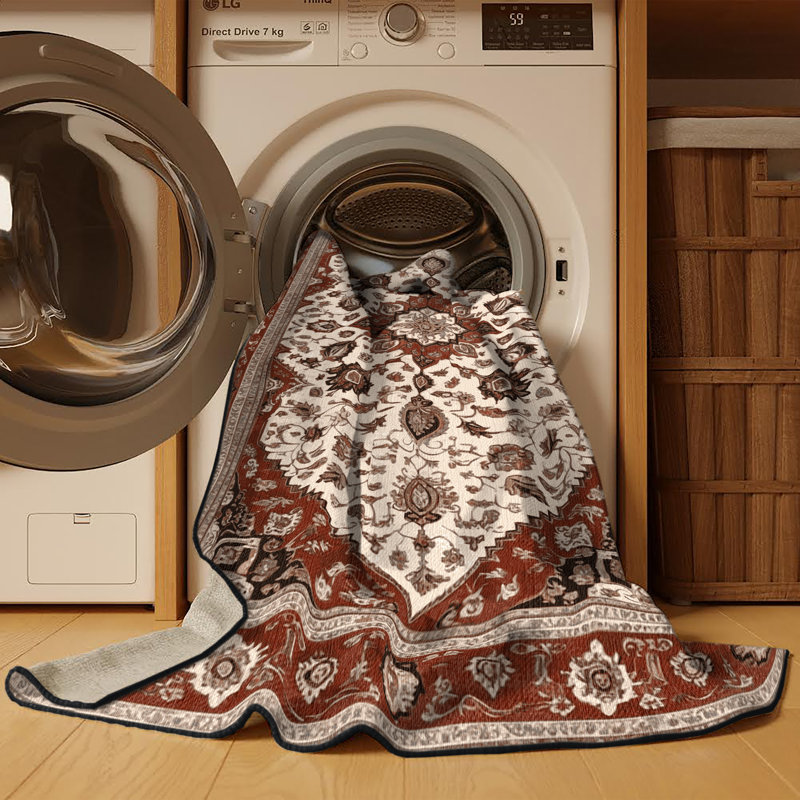 Tapis brun lavable à la machine, Rectangle 5 pi x 7 pi