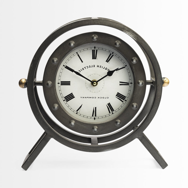 Horloge de table 12 "en métal noir et blanc