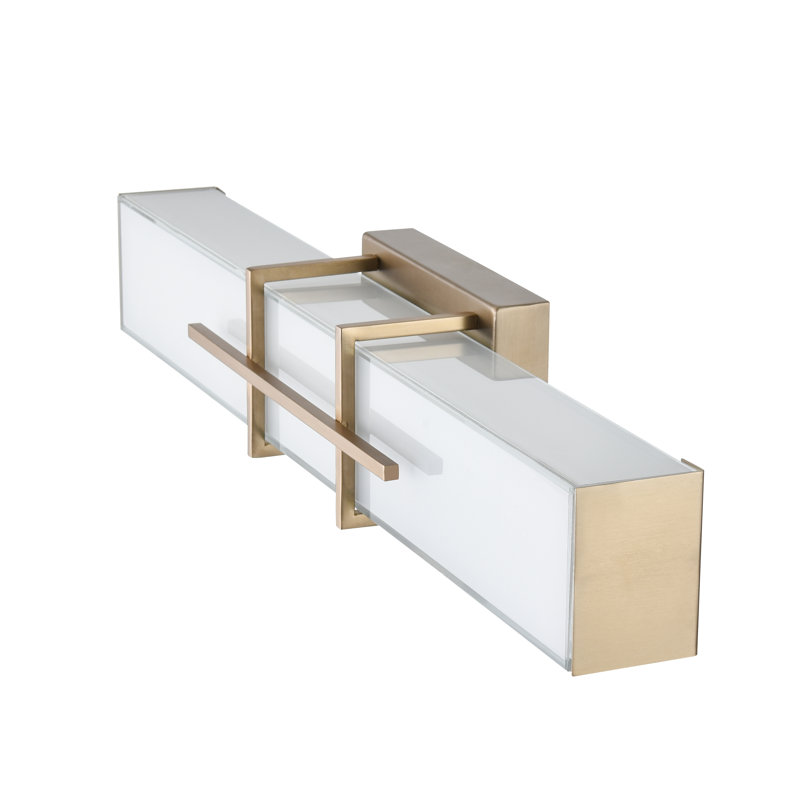 Caitin Dimmable LED Bath Bar with White Glass Shade, Modern Gold