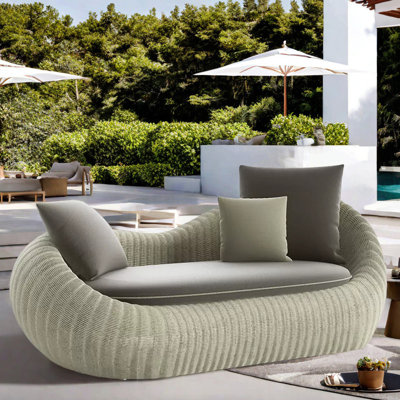 Leisure PE Rattan Patio Sofa 59.06'' Wicker Outdoor Loveseat with SunbrellaÂ® Cushions -  Elegance Furnishings, XXF50ARQ