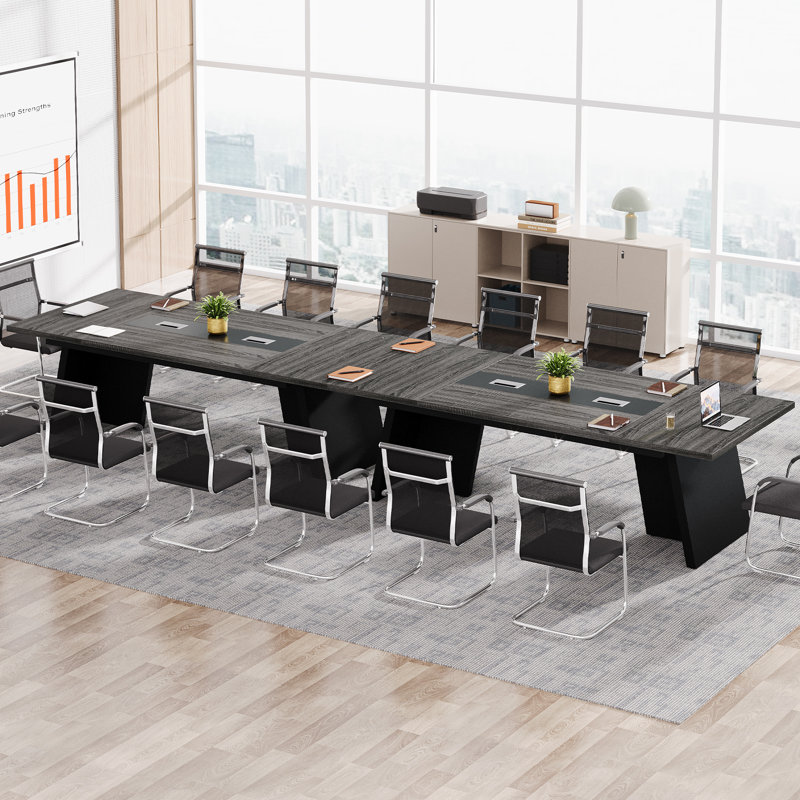 Table de conférence de 8 pi pour 8 à 10 personnes, table de réunion moderne, Gris