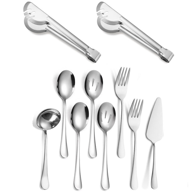 Ensemble d'hôtesse en acier inoxydable 10 pièces Damariah, Argent