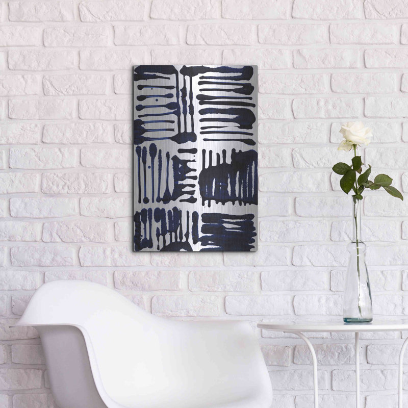 "Indigo Stripes II" par Jodi Fuchs, H 24 po x l 16 po