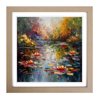 Pond Palette Knife Painting No.4 - Single Picture Frame Print on Wood