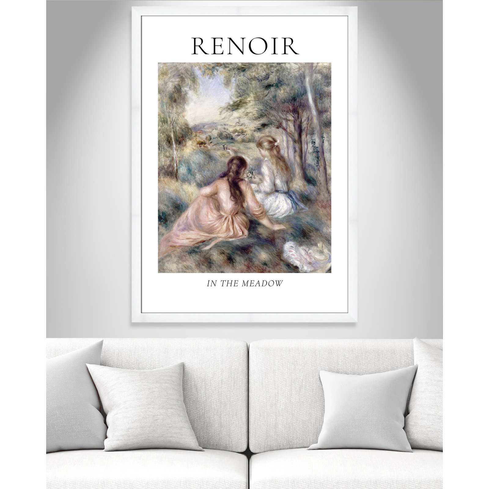 Old Masters Collection "In the Meadow" Print, White Single Picture Frame, No, 49" H x 35" W x 1.25" D