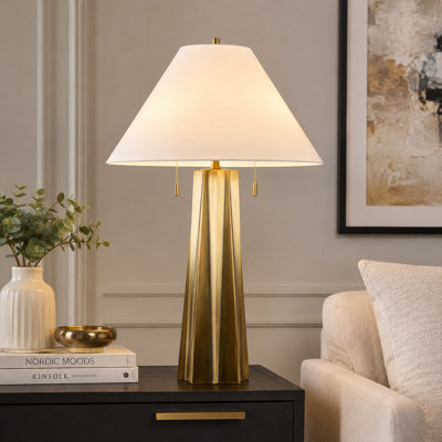 30.75" Metal Table Lamp With White Shade