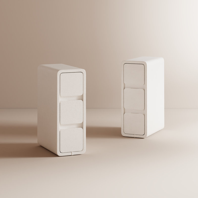 Set of 2 Solid Wood Core Leather Upholstered Nightstands, No Assembly Required, White