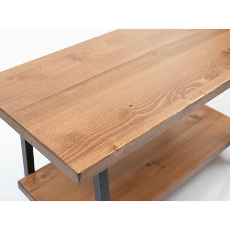 Table basse rustique en bois massif avec tablette de salon 39 po x 20 po 21 po, couleur noyer, noyer, classique