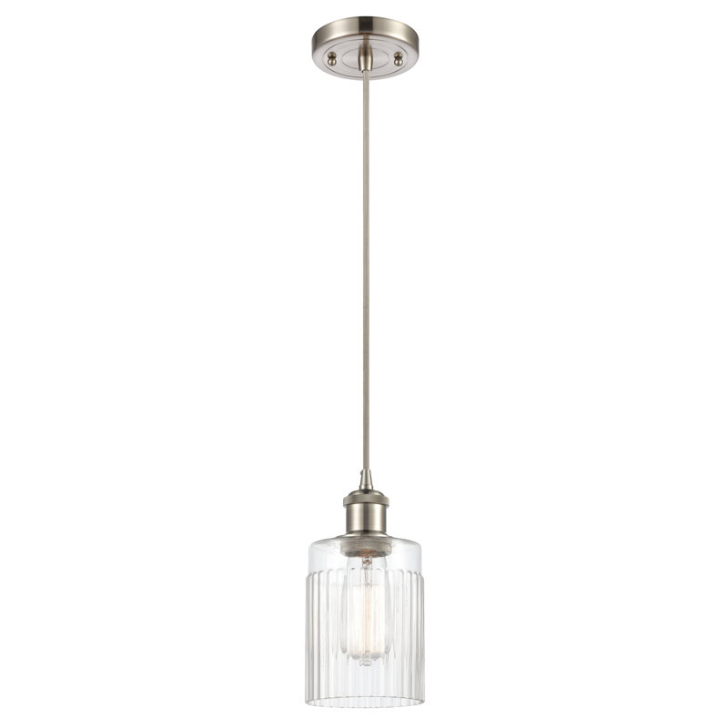 Luminaire suspendu simple à 1 lumière Kamena, Ampoule non incluse, Transparent, Nickel satiné brossé