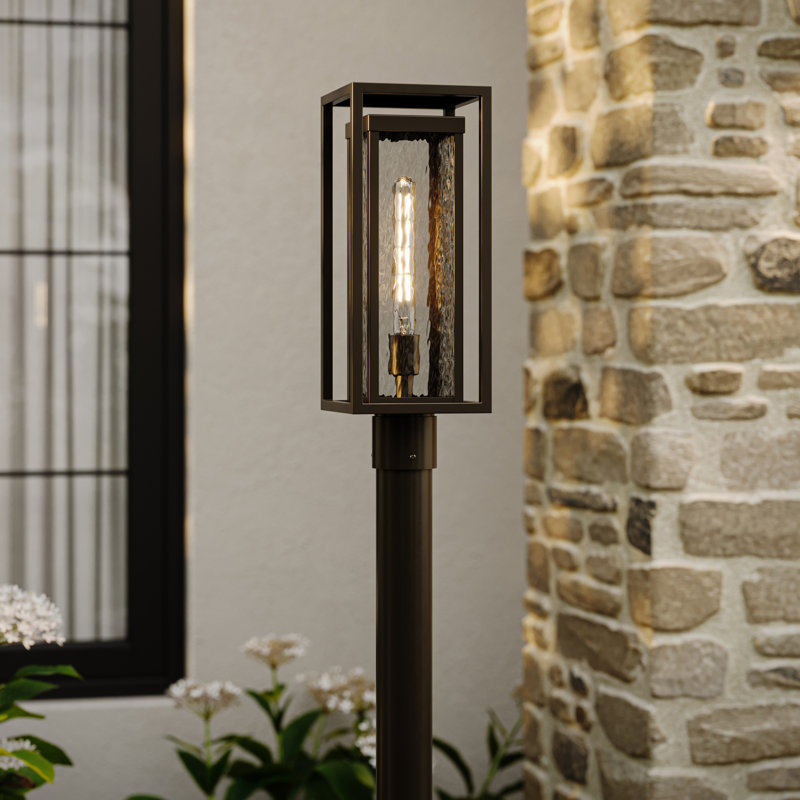 Shaw 19" One-Light Antique Bronze Outdoor Post Light with Clear Water Glass, Antique Bronze