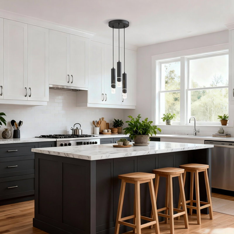 3 - Light Cluster Pendant Flush Mount Ceiling Lighting For Kitchen Island Dining Room