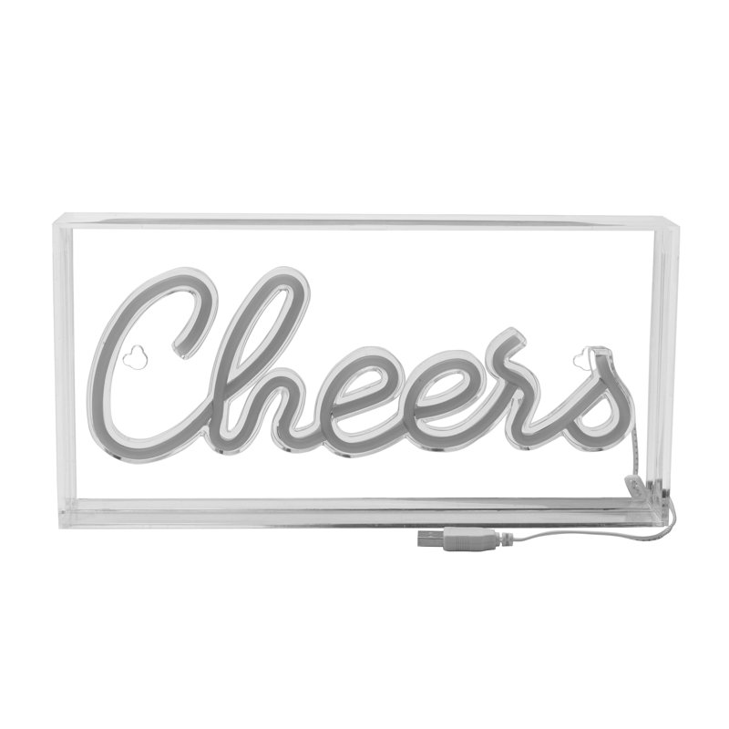 Enseigne néon à DEL en plastique Elements "Cheers", 12 x 6 po