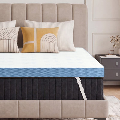 Firm Mattress Topper Memory Foam, Washable Cover, Breathable Cooling Mattress Pad Portable Bed Topper For Back Pain And Pressure Relief,White